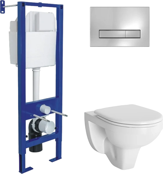 Унитаз с инсталляцией BERGES Gamma кнопка хром Soft Touch 043316 (детальная фотография)