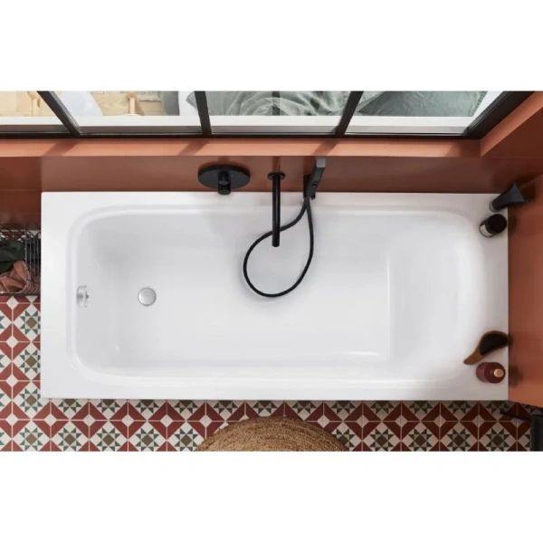 Ванна из искусственного камня Jacob Delafon Elite E6D362RU-00, 170 х 75 см, с каркасом, слив-перелив в подарок, белая (детальная фотография), современныe, hi-tech