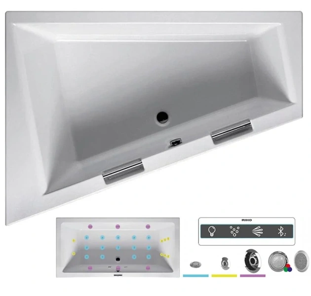 Ванна гидромассажная Riho Doppio 180 x 130 см, JOY, левая/правая BA9000500000000_JOY (детальная фотография), с гидромассажем