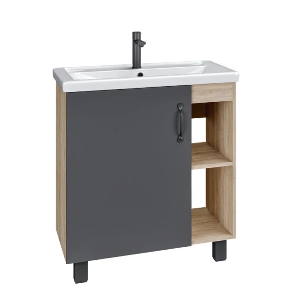 Тумба под раковину напольная Grossman Флай 71,5 см дуб сонома/серая 107002 (детальная фотография)