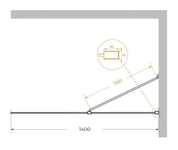 Душевая перегородка Cezares Liberta 140 см профиль хром LIBERTA-L-1-TB-140-C-Cr (детальная фотография), современные, hi-tech