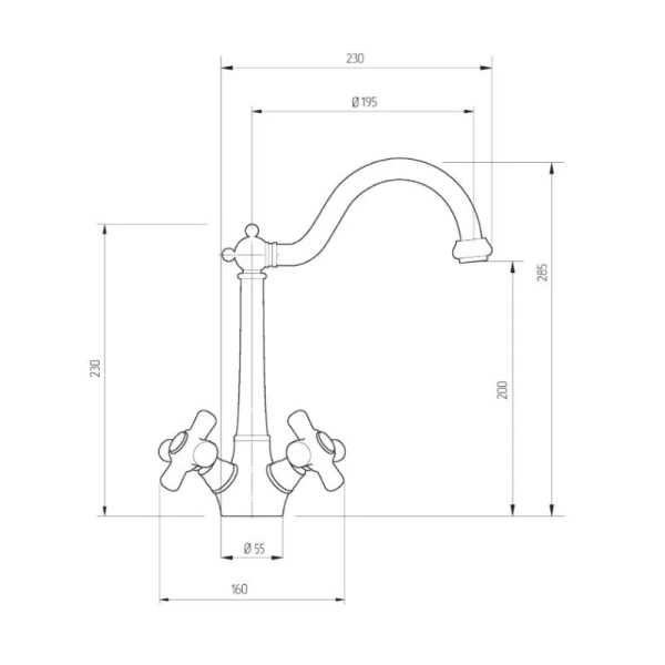 Смеситель для кухни Migliore Provance 182 двухвентильный (детальная фотография), для кухни
