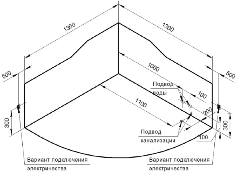 Акриловая ванна Радомир Сорренто 1-01-2-0-9-039К, 130 x 130 см, каркас, подголовник - 2 шт., фронтальный экран, сифон, слив-перелив автомат в комплекте, белая/хром (детальная фотография), современныe, hi-tech