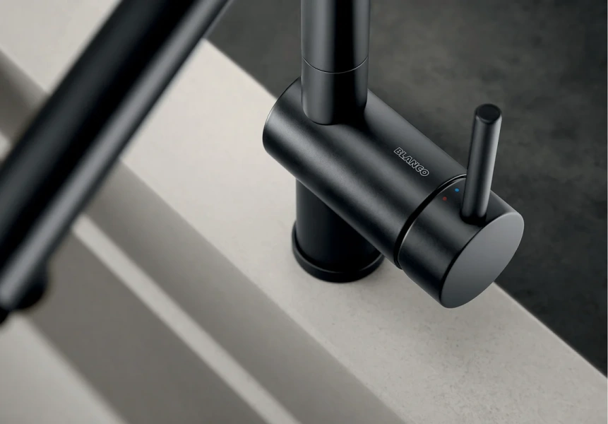 Смеситель для кухни Blanco Linus черный матовый 525806 (детальная фотография), современные, hi-tech
