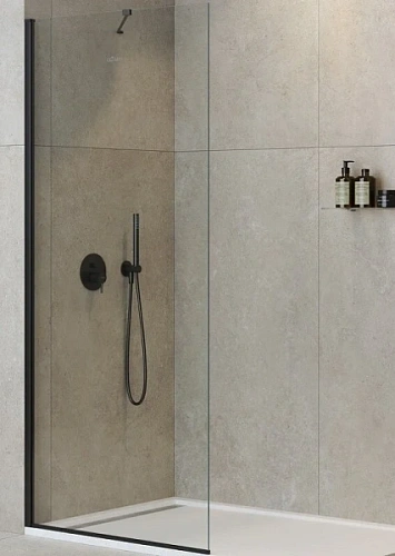 Душевая перегородка Cezares Liberta 90 см профиль черный стекло прозрачное - фото 4