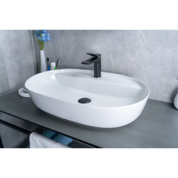 Раковина GID Lago D1346 61 см белая 51194 (детальная фотография), накладные (на столешницу)