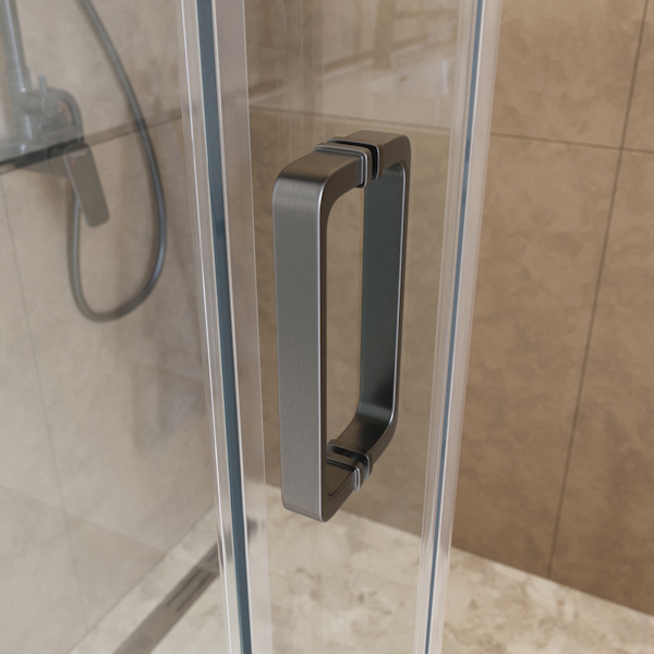 Душевая дверь в нишу BelBagno Soft Close 130 см профиль оружейная сталь SOFT_CLOSE-2-BF-1-130-C-GM (детальная фотография), раздвижные