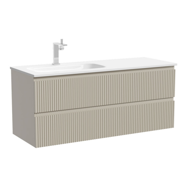 Тумба под раковину подвесная Sancos Snob R 120 см левая beige soft SNR120LCE (детальная фотография)