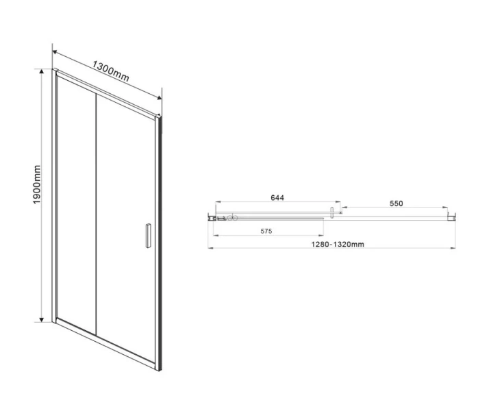 Душевая дверь в нишу Vincea Garda 130 см профиль хром, стекло шиншилла VDS-1G130CH (детальная фотография), 130 см