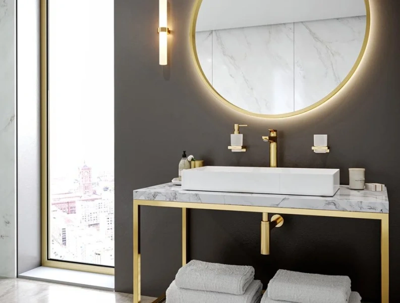 Смеситель для раковины Hansgrohe Talis E полированное золото 71717990 (детальная фотография), современные, hi-tech