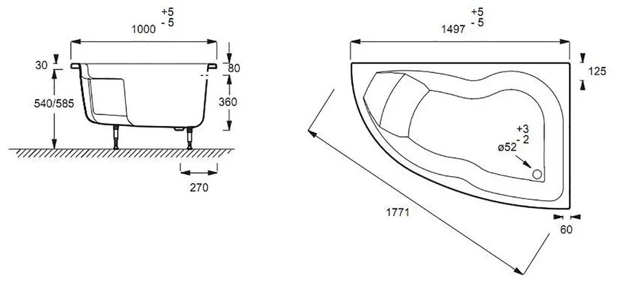 Ванна гидромассажная Jacob Delafon Micromega Duo 150 x 100 см, c системой Tonus +, левая, E5TN1170-00 E5TN1170RU-00 (детальная фотография), акриловые