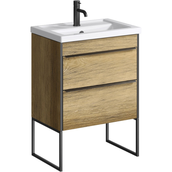 Тумба под раковину подвесная Aqwella Fargo 60 см дуб балтийский FRG0106DB (детальная фотография), современная, hi-tech