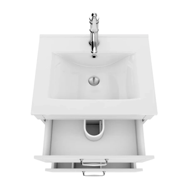 Тумба с раковиной напольная IDDIS Oxford 60 см белая OXF60W0i95K (детальная фотография), моноблок