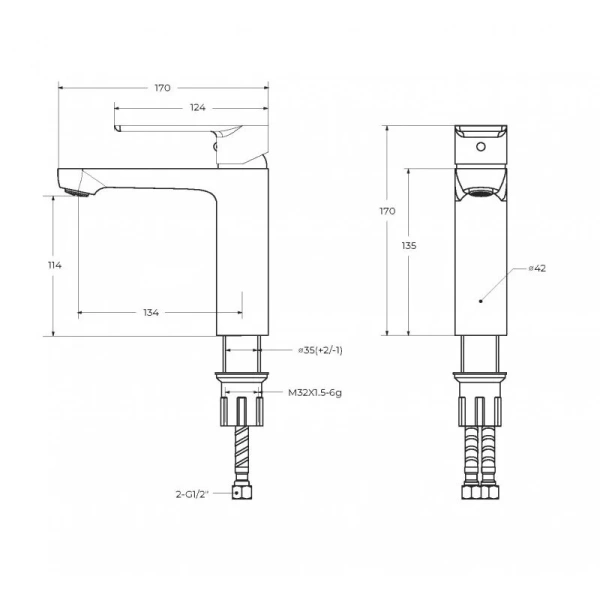 Смеситель для раковины Cezares Stylus черный матовый STYLUS-LS-NOP (детальная фотография), для раковины