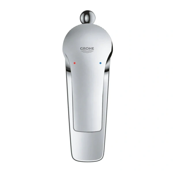 Смеситель для раковины Grohe BauCurve однорычажный 32805000 (детальная фотография), из латуни, недорогие, округлая форма, с донным клапаном