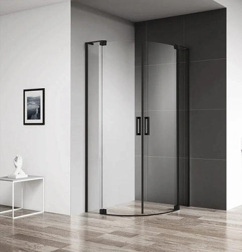 Душевой уголок Cezares Slider 100х100 см прозрачное стекло профиль черный - фото 3