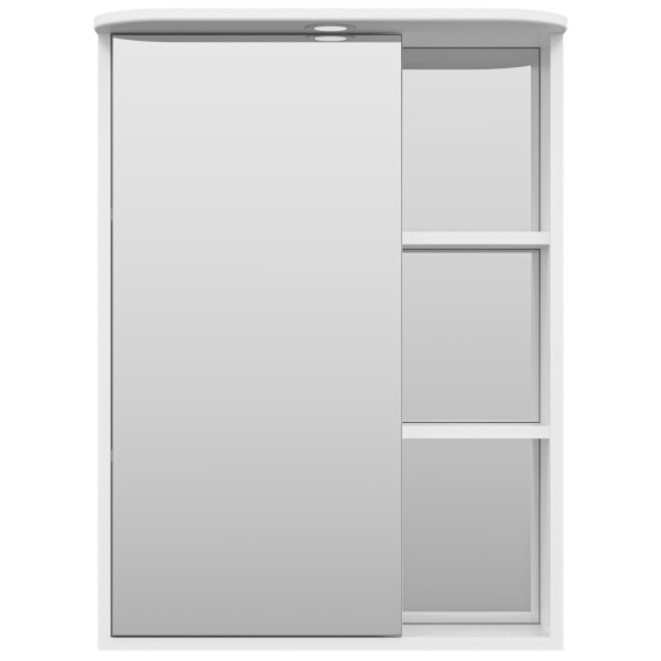 Зеркальный шкаф, зеркало слева, полочки справа, цвет белый, Misty Венера П-ВНР04060-01СВЛ (детальная фотография)