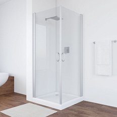 Душевой уголок профиль матовый хром стекло прозрачное Vegas-glass