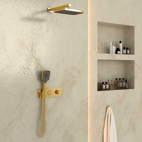 Душевой комплект Vincea брашированное золото VSFW-422T1BG (детальная фотография), душевые комплекты, наборы