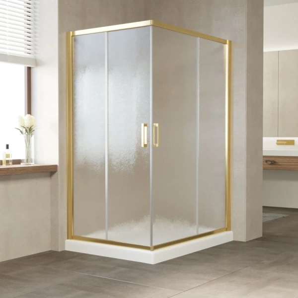 Душевой уголок профиль золотой стекло шиншилла Vegas-glass ZA-F 120*90 09 02 (детальная фотография)