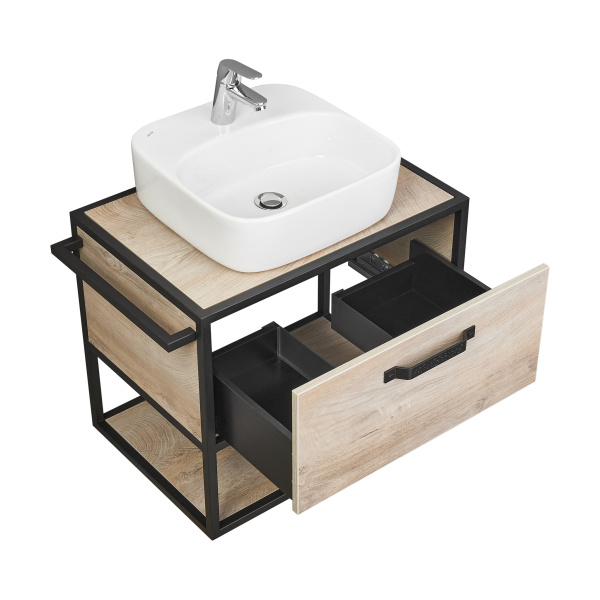 Тумба под раковину подвесная Акватон Лофт Фабрик 65 см дуб эндгрейн 1A242301LTDU0 (детальная фотография), лофт