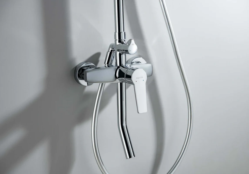 Душевая стойка Акватек Лугано хром AQ2740CR (детальная фотография), рычажные