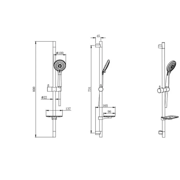 Душевой комплект Акватек Вега хром AQ1076CR (детальная фотография), хром