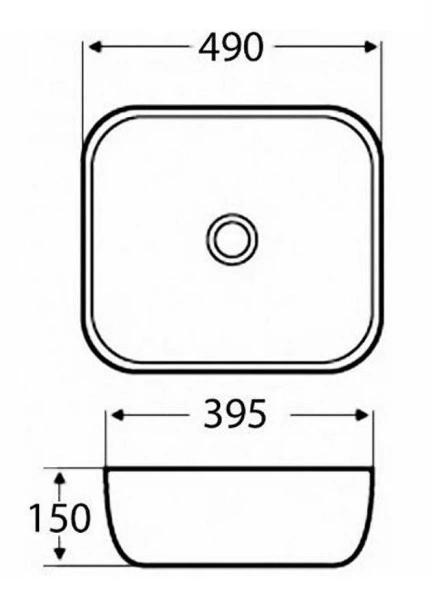 Раковина Azario 49 см накладная AZ-2143 (детальная фотография), современные, hi-tech