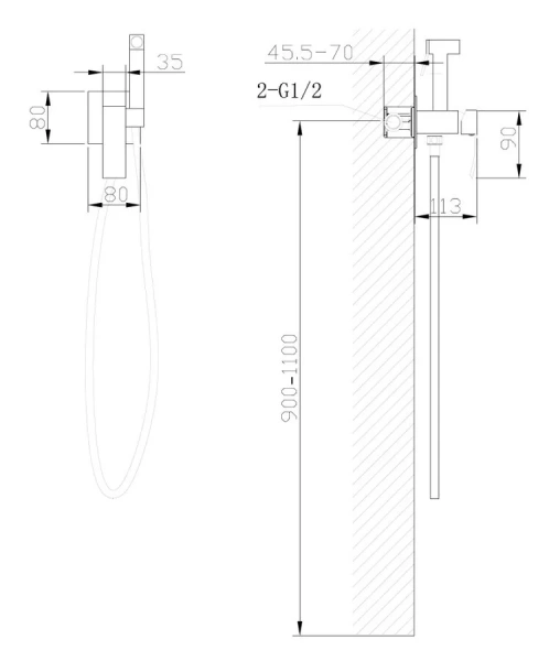 Гигиенический душ со смесителем Abber Wasserfall AF8625 однорычажный (детальная фотография), для туалета