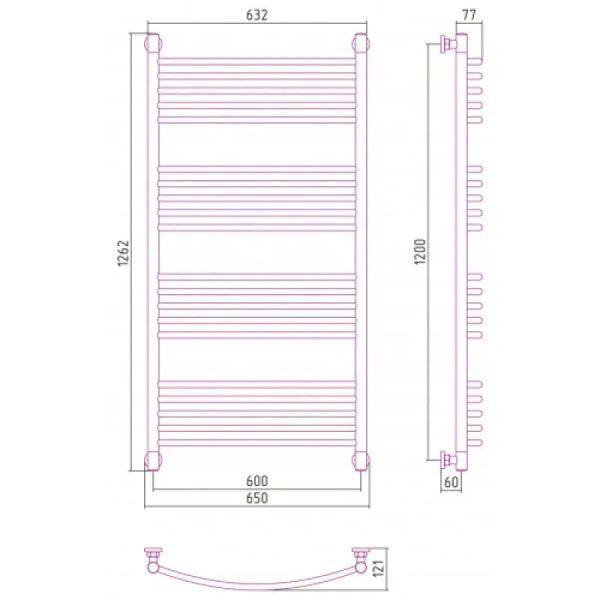Полотенцесушитель водяной Сунержа Богема+ 60х120 см состаренная бронза 05-0221-1260 (детальная фотография), современные, hi-tech