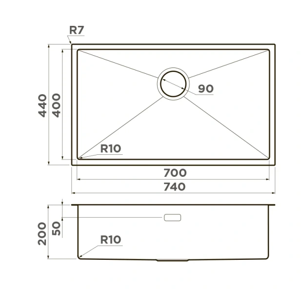 Мойка для кухни Omoikiri Taki 74-U/IF 499349 74 см врезная (детальная фотография), врезные
