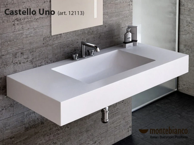 Раковина Montebianco Castello Uno 55 см белая матовая 12113 (детальная фотография), прямоугольной формы