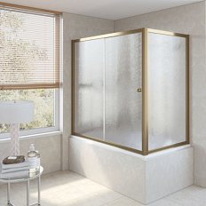 Душевая шторка на ванную профиль бронза стекло шиншилла Vegas-glass