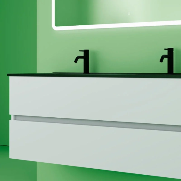 Тумба с раковиной подвесная Sancos Urban UR120-2W 120 см с двумя ящиками (детальная фотография), комплект (набор)