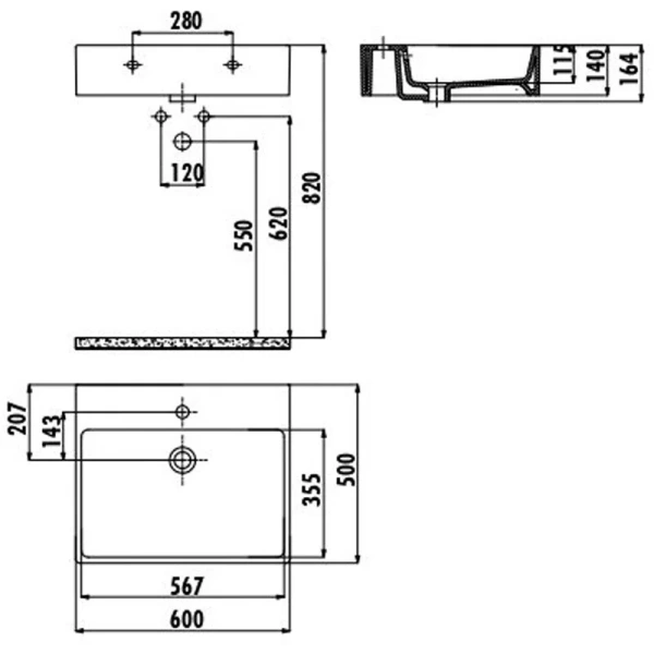 Раковина Creavit Next 60 см белая NX260-00CB00E-0000 (детальная фотография), современные, hi-tech