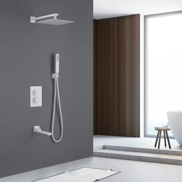 Душевой комплект Abber Daheim белый матовый AF8250W (детальная фотография), душевые комплекты, наборы