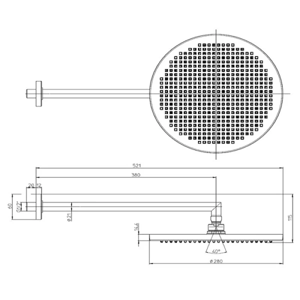 Верхний душ Bossini Apice хром H70430I.030 (детальная фотография), верхние души