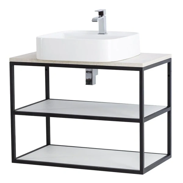 Каркас с раковиной подвесной Cezares CADRO-80/46/58-2C-SO-MET-ST 80 см стальной (детальная фотография), подвесная, пристенная