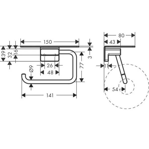 Бумагодержатель Hansgrohe AddStoris матовый черный 41772670 (детальная фотография), современные, hi-tech