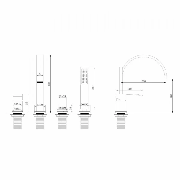 Смеситель для ванны Abber Wasserfall золото матовое AF8613G (детальная фотография), для ванны