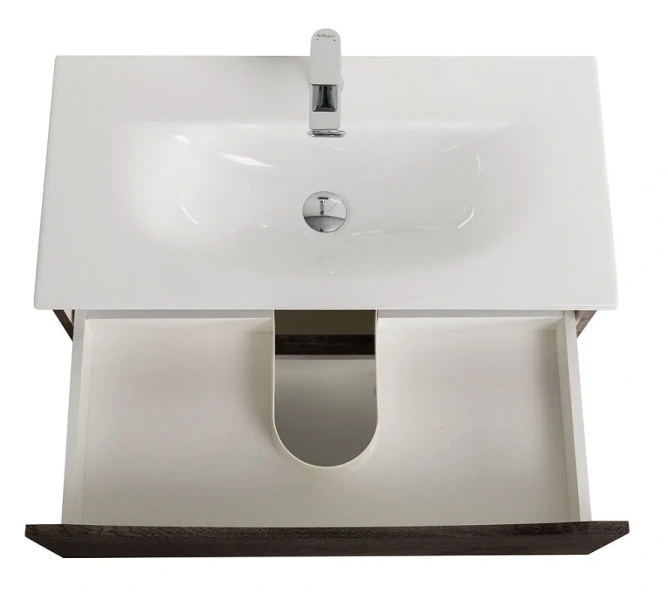 Тумба под раковину подвесная BelBagno Marino-Cer-Mini 80 см Rovere Nature Grigio MARINO-CER-MINI-800-2C-SO-RNG-P (детальная фотография), темно-коричневая