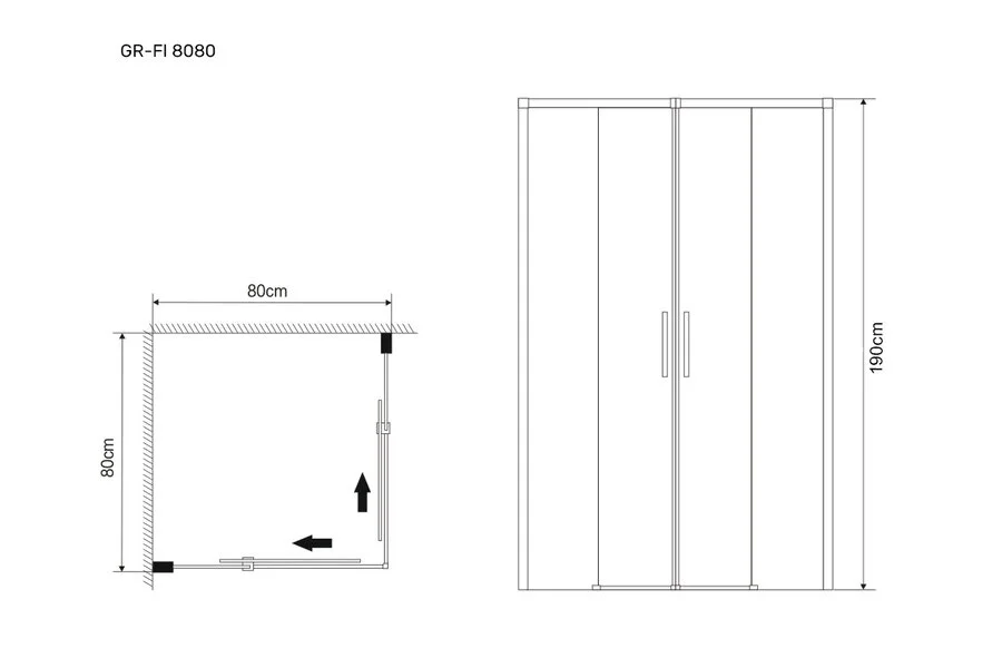 Душевой уголок Grossman Fly 80x80 см двери раздвижные GR-8080Fl (детальная фотография), квадратные