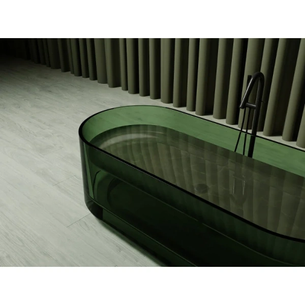 Ванна из полиэфирной смолы Abber Kristall 170x75 см зеленая AT9708Emerald (детальная фотография), без гидромассажа, большие