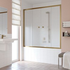 Душевая шторка на ванную профиль бронза стекло сатин Vegas-glass