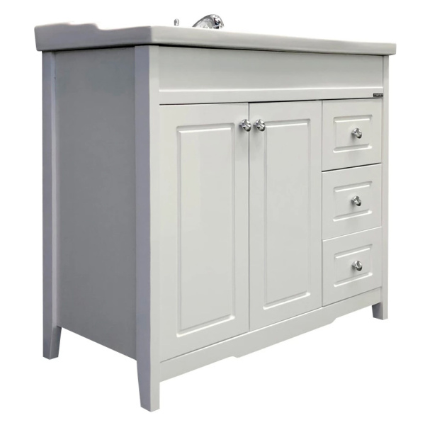 Тумба с раковиной напольная Comforty Тбилиси 90 см белый глянец 00003132630CF (детальная фотография)