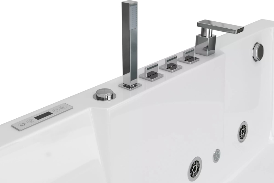 Ванна акриловая Grossman GR-17000 170x80 см с гидромассажем (детальная фотография), асимметричные