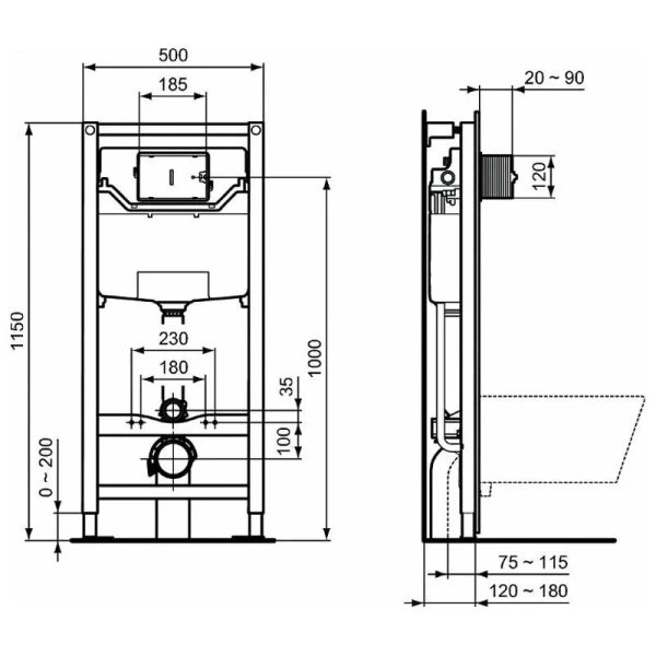 Унитаз с инсталляцией Ideal Standard ProSys Connect Air с технологией AquaBlade E212101 (детальная фотография), с инсталляцией index_1
