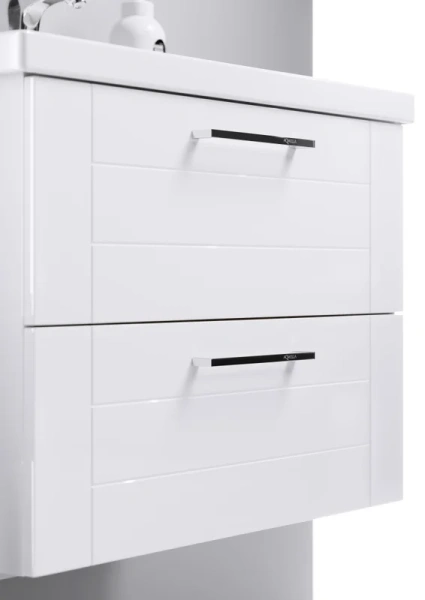 Тумба с раковиной подвесная Aqwella Манчестер MAN01062 60 см с двумя ящиками (детальная фотография), современная, hi-tech