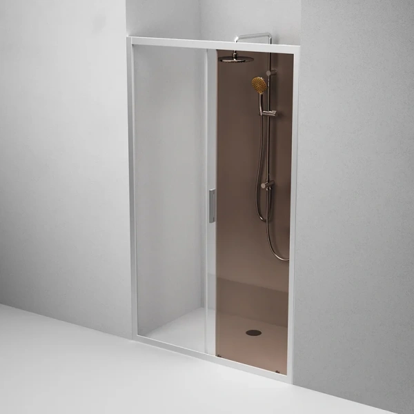 Душевая дверь в нишу AM.PM Gem Solo 120 см профиль хром стекло бронза W90G-120-1-195MBr (детальная фотография), недорогие, в нишу, стеклянные