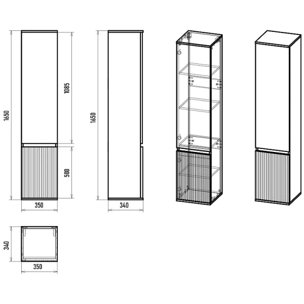 Шкаф-пенал Brevita Enfida 35 см зеленый, левый ENF-05035-0801L (детальная фотография), недорого